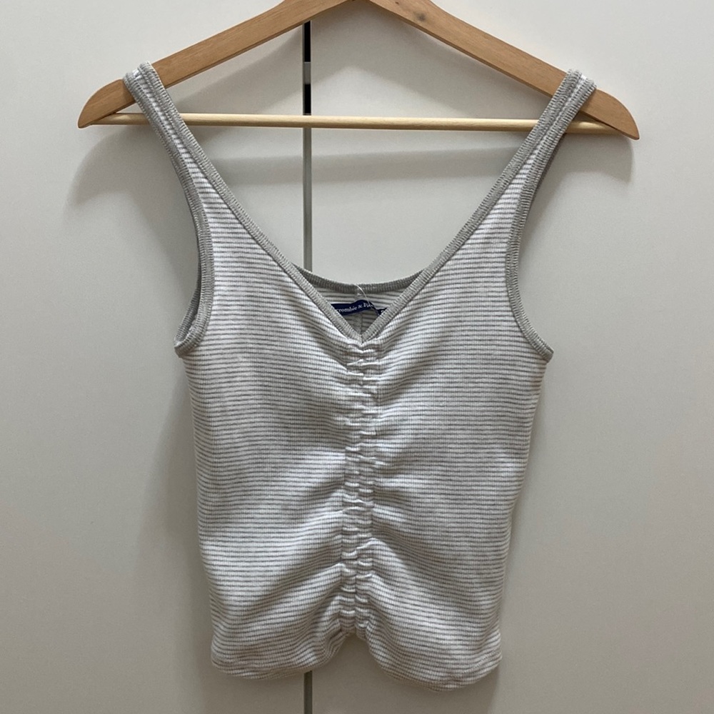 NWT A&F Grey stripped tank top